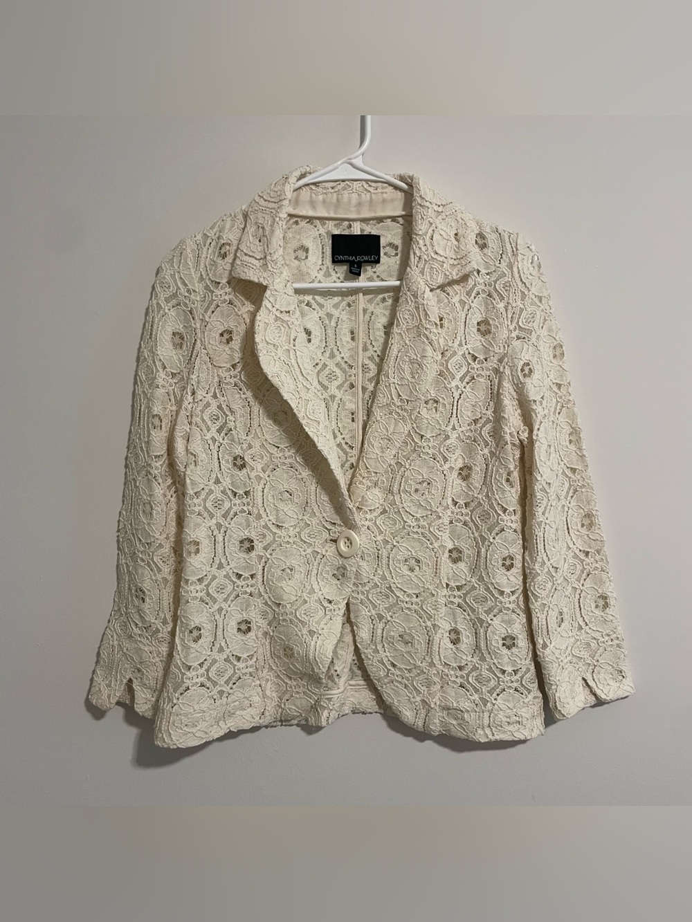 Cream Lace Blazer Cottage Core Coquette Size Small Spring Cardigan